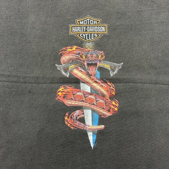 Vintage Harley Davidson Graphic Tee Mens Large Snake Dagger Serpent Pittsburgh - Picture 3 of 13